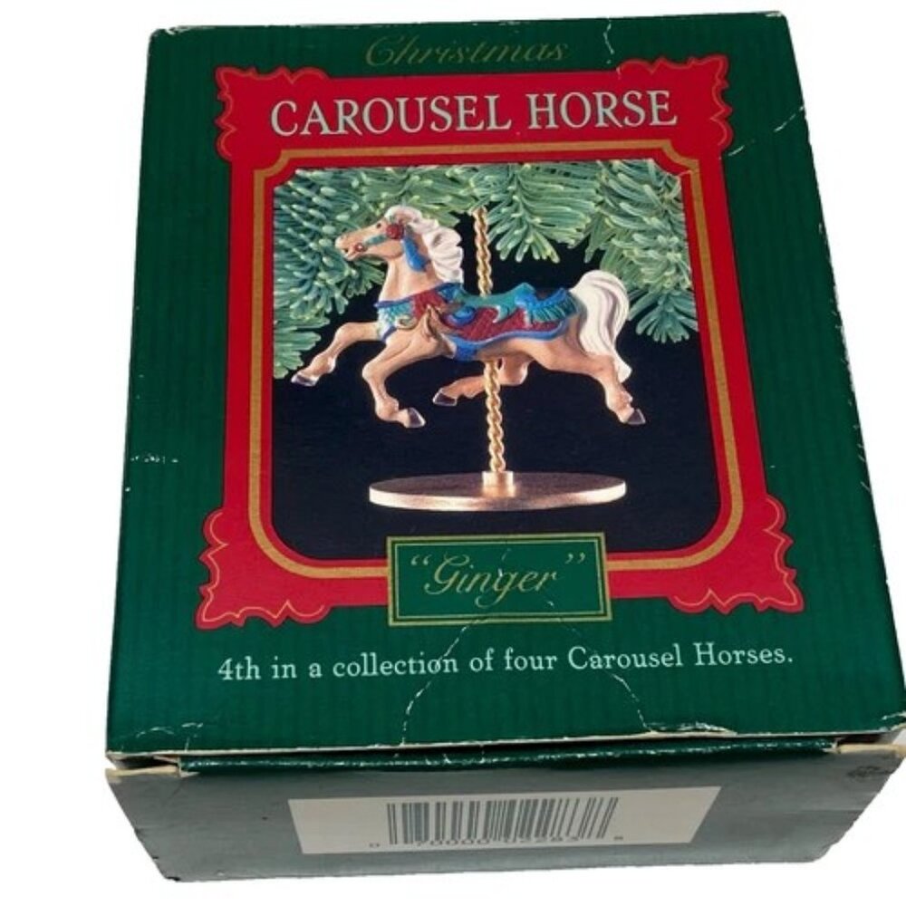 Vintage Hallmark Christmas Ornament Carousel Horse Ginger 4th In Series 1989 NOS